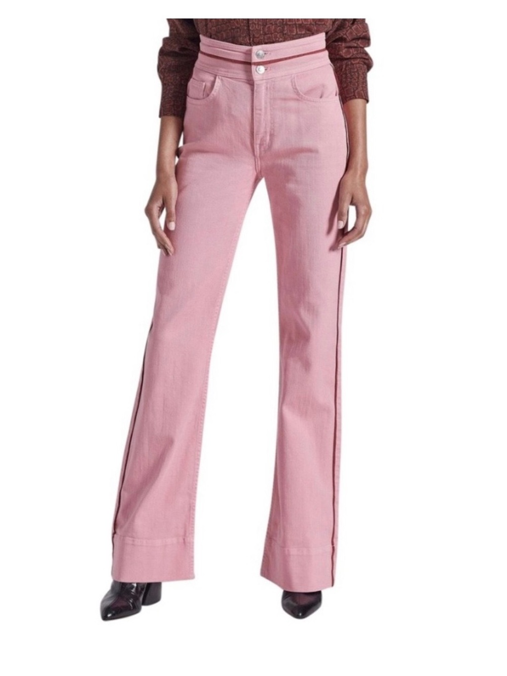 Current/Elliott Double-Button Pink Jeans w piping